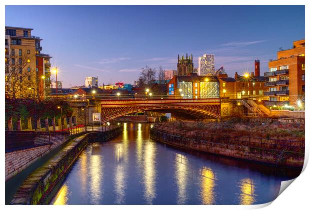 Leeds Crown Point Bridge At Dusk Print by Alison Chambers