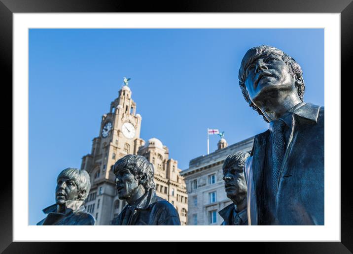 Statue of the Fab Four (The Beatles) on Pier Head Framed Mounted Print by Jason Wells