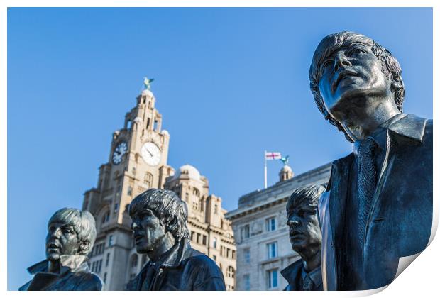 Statue of the Fab Four (The Beatles) on Pier Head Print by Jason Wells