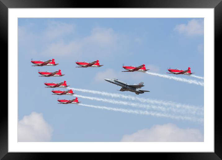 Swiss Air Force F/A-18C Hornet and PC-7 Aerobatic team Framed Mounted Print by Jason Wells