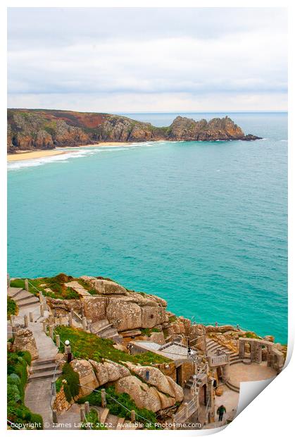 Porthcurno Beach From Minack Print by James Lavott