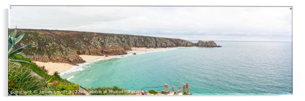 Porth Curno Panorama From Minack  Acrylic by James Lavott