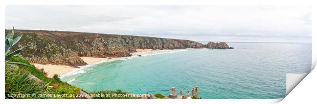 Porth Curno Panorama From Minack  Print by James Lavott