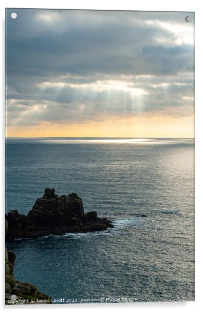 Wolf Rock Lighthouse Under Sun Rays Acrylic by James Lavott