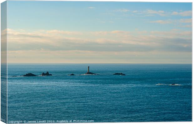 Long Ships Lighthouse Off Land's End Canvas Print by James Lavott