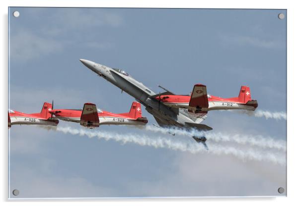 The Swiss Air Force F18 and PC7 Display Team Acrylic by J Biggadike