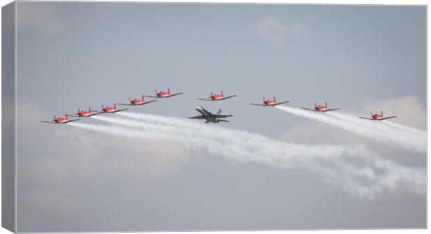 Swiss Air Force F18 Hornet and PC7 Team Canvas Print by J Biggadike