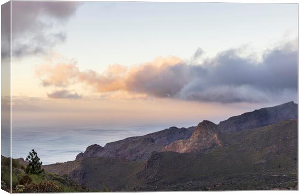 Dawn over the Los Gigantes clifftops Tenerife Canvas Print by Phil Crean