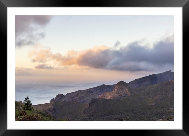 Dawn over the Los Gigantes clifftops Tenerife Framed Mounted Print by Phil Crean