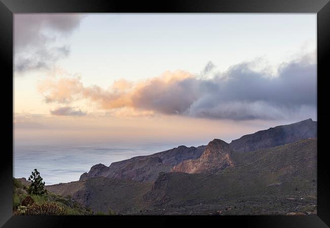 Dawn over the Los Gigantes clifftops Tenerife Framed Print by Phil Crean