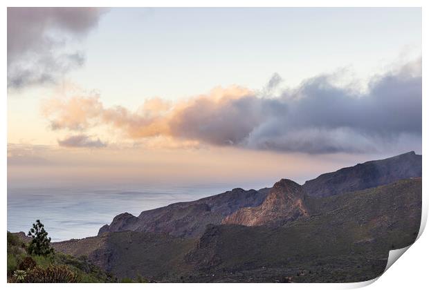 Dawn over the Los Gigantes clifftops Tenerife Print by Phil Crean