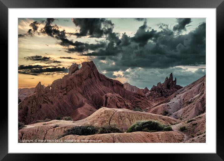 Sunrise at Fairytale canyon in Kyrgyzstan Framed Mounted Print by Frank Bach