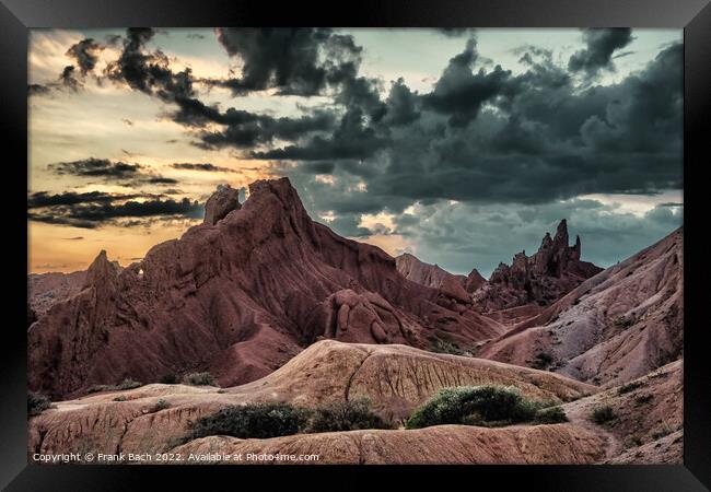 Sunrise at Fairytale canyon in Kyrgyzstan Framed Print by Frank Bach