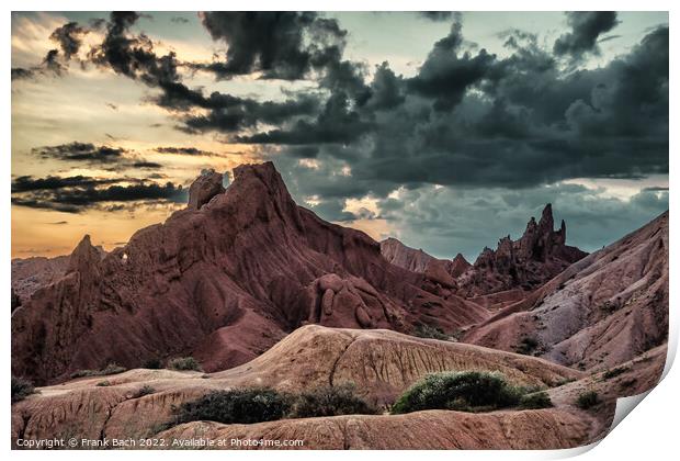 Sunrise at Fairytale canyon in Kyrgyzstan Print by Frank Bach
