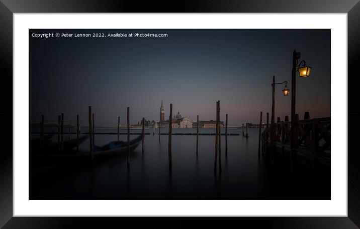 Venice by night Framed Mounted Print by Peter Lennon