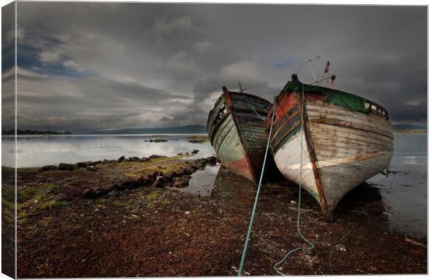 old beached boats Scotland Canvas Print by Eddie John