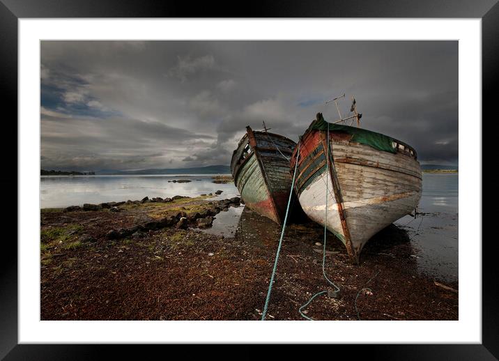 old beached boats Scotland Framed Mounted Print by Eddie John