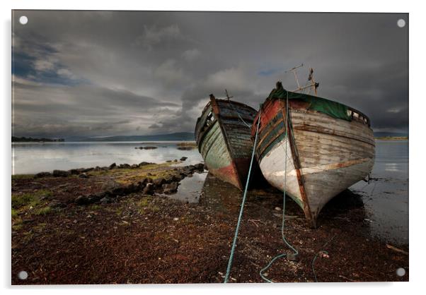 old beached boats Scotland Acrylic by Eddie John