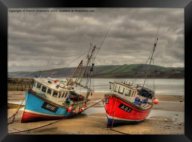 Newquay Fishing Boats Framed Print by Martin Chambers