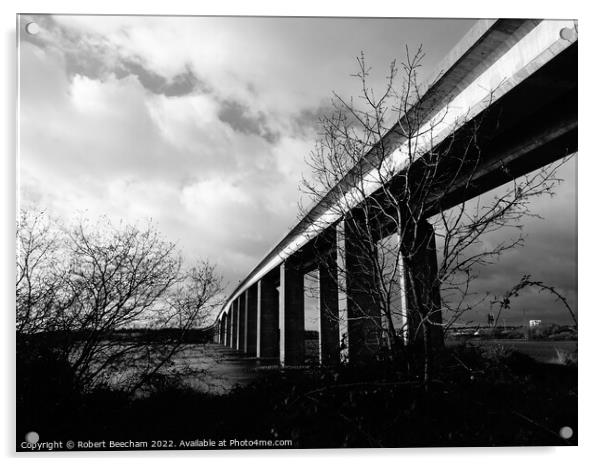 Orwell Bridge River Orwell Suffolk  Acrylic by Robert Beecham