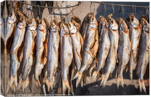 Smoked fish on a farmers market from Lake Issyk Kul in Kyrgyzsta Canvas Print by Frank Bach
