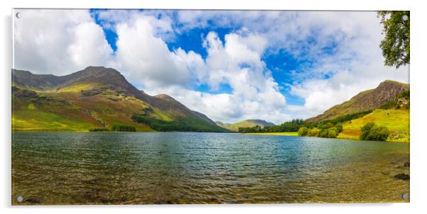 Panorama of Buttermere in Lake District Acrylic by Steve Heap