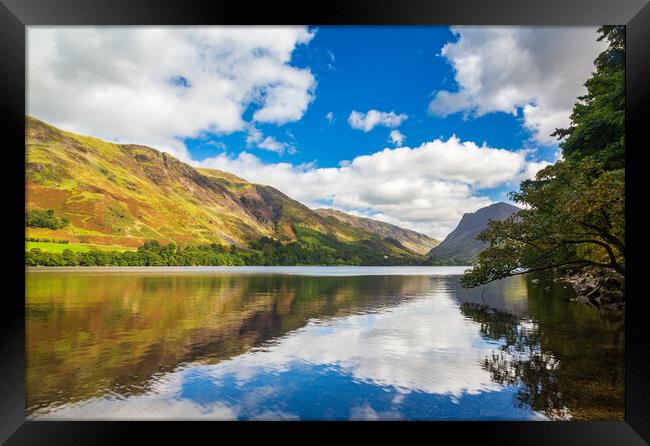 Reflections in Buttermere in Lake District Framed Print by Steve Heap