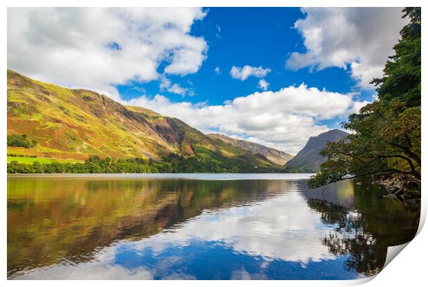 Reflections in Buttermere in Lake District Print by Steve Heap