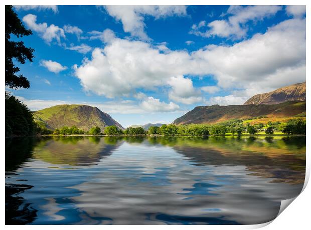 Reflections in Buttermere in Lake District Print by Steve Heap