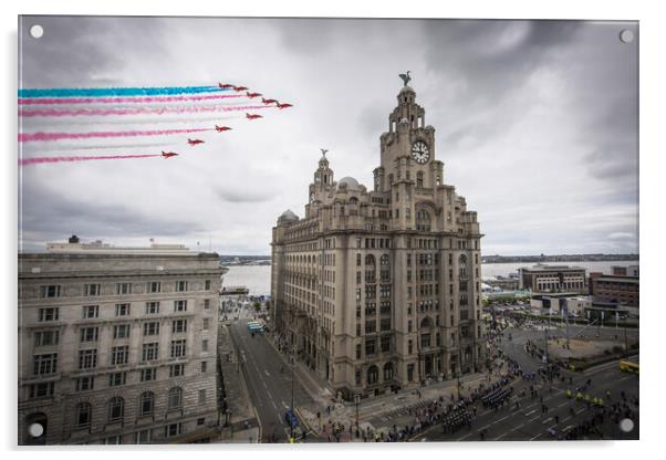 Red Arrows in Liverpool Acrylic by J Biggadike