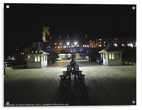 Cromer Pier  Norfolk shot at night  Acrylic by Robert Beecham