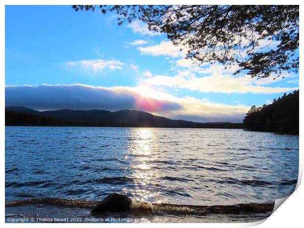 Loch Garten sun and cloud Print by Thelma Blewitt