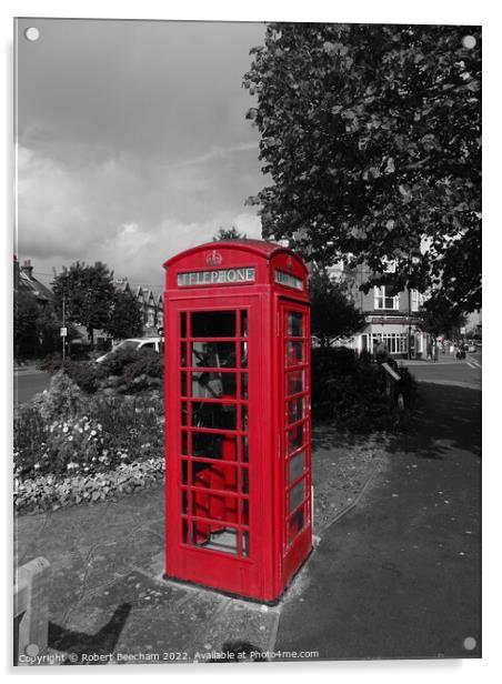 The Red phone box Frinton on sea Essex Acrylic by Robert Beecham