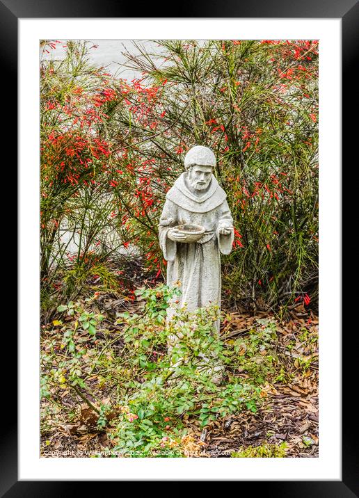 St Francis Statue Mission Nombre Dios Saint Augustine Florida Framed Mounted Print by William Perry