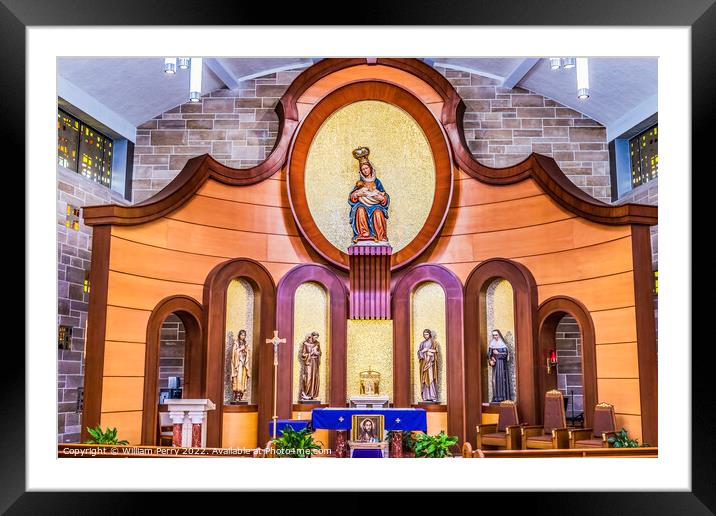 Basilica Altar Mission Nombre Dios Saint Augustine Florida Framed Mounted Print by William Perry