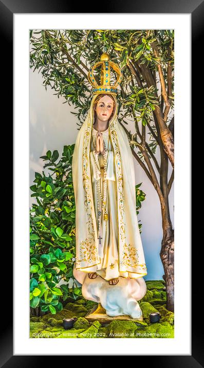 Fatima Mary Statue Mission Nombre Dios Saint Augustine Florida Framed Mounted Print by William Perry