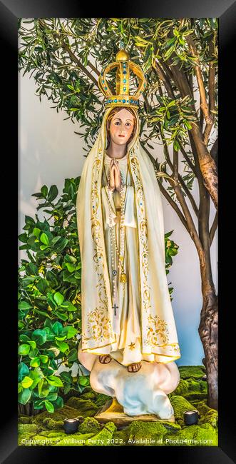 Fatima Mary Statue Mission Nombre Dios Saint Augustine Florida Framed Print by William Perry