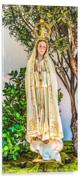 Fatima Mary Statue Mission Nombre Dios Saint Augustine Florida Acrylic by William Perry