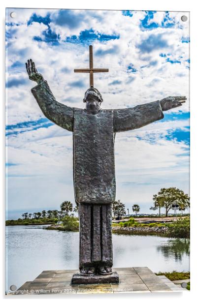 Large Cross Father Statue Mission Saint Augustine Florida Acrylic by William Perry