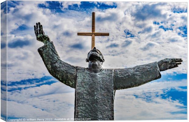 Large Cross Father Statue Mission Saint Augustine Florida Canvas Print by William Perry