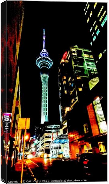 Sky Tower at night Canvas Print by Colin Chipp