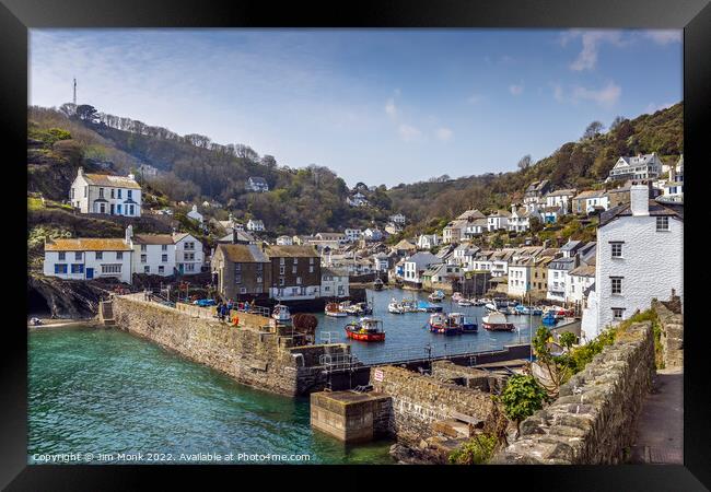 Walking in to Polperro Framed Print by Jim Monk