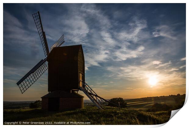 The Iconic Windmill At Brill In Oxfordshire At Sunset Print by Peter Greenway