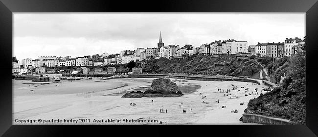 A Panoramic View of Tenby Harbour Framed Print by paulette hurley