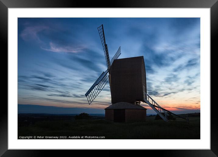 The Iconic Windmill At Brill In Oxfordshire At Sunset Framed Mounted Print by Peter Greenway