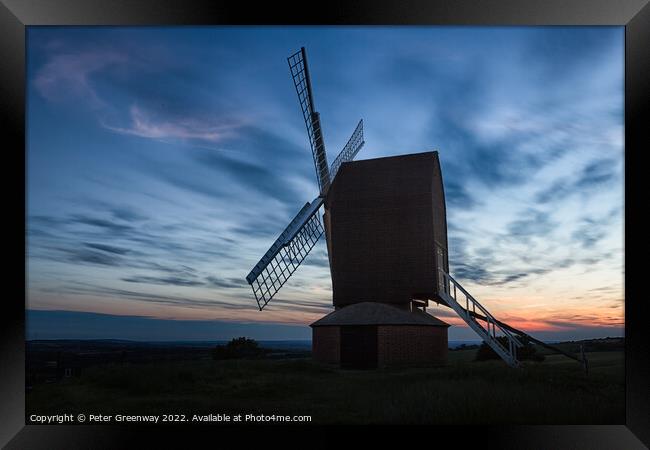 The Iconic Windmill At Brill In Oxfordshire At Sunset Framed Print by Peter Greenway