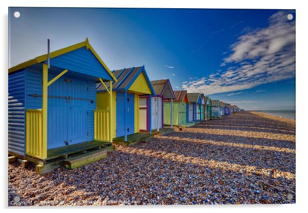 Beach Huts - Herne Bay Kent Acrylic by John Gilham