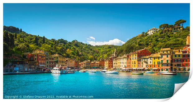 Portofino village and little marina. Liguria, Italy Print by Stefano Orazzini