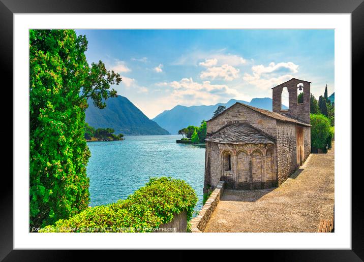 San Giacomo church Ossuccio Tremezzina, Lake Como. Italy Framed Mounted Print by Stefano Orazzini