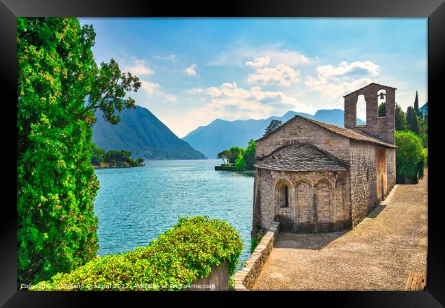 San Giacomo church Ossuccio Tremezzina, Lake Como. Italy Framed Print by Stefano Orazzini